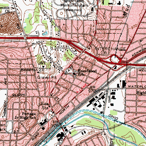 Topographic Map of Hazelwood School, OH