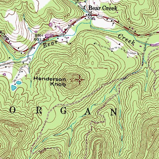 Topographic Map of Henderson Knob, OH