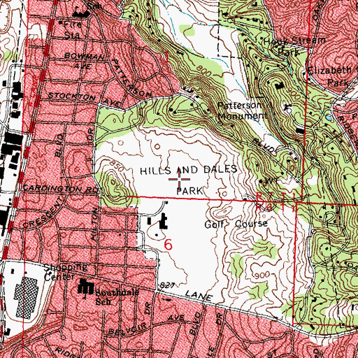 Topographic Map of Hills and Dales Park, OH