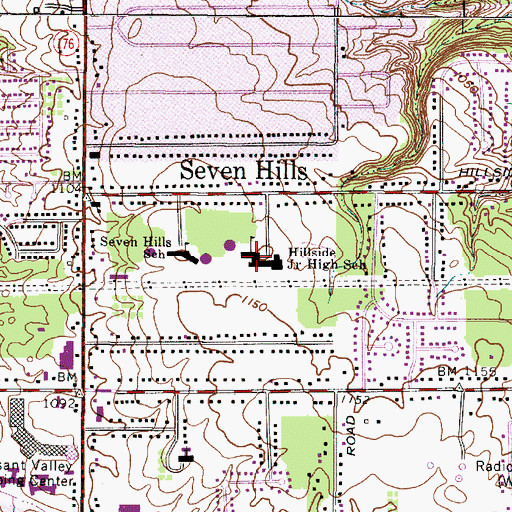 Topographic Map of Hillside Middle School, OH