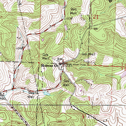 Topographic Map of Holmes Church, OH
