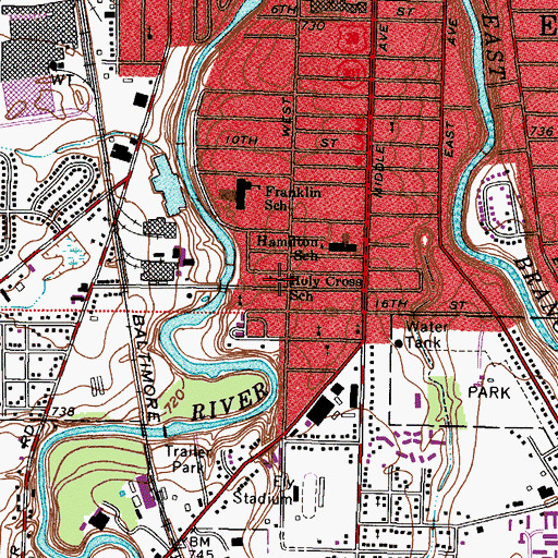 Topographic Map of Holy Cross School, OH