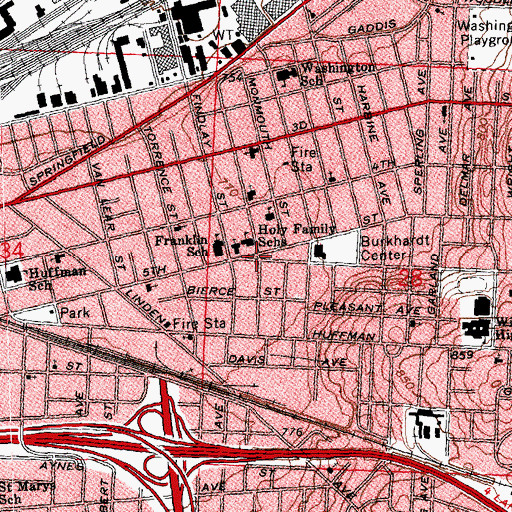 Topographic Map of Holy Family Schools (historical), OH
