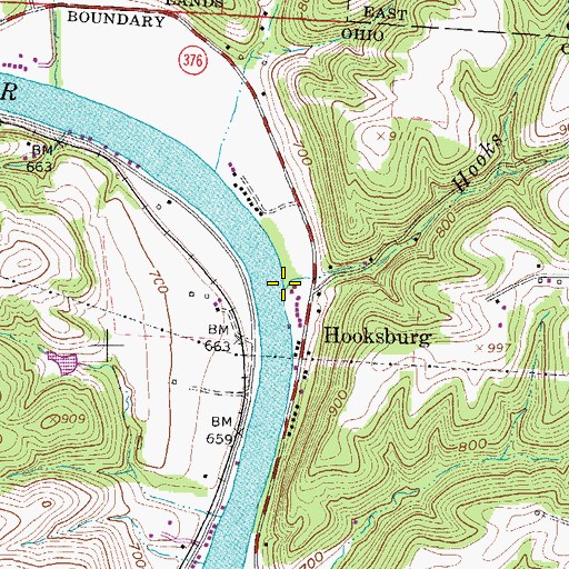 Topographic Map of Hooks Run, OH