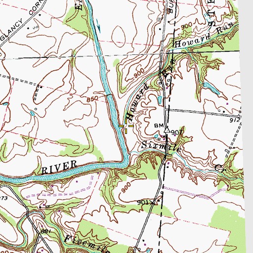 Topographic Map of Howard Run, OH