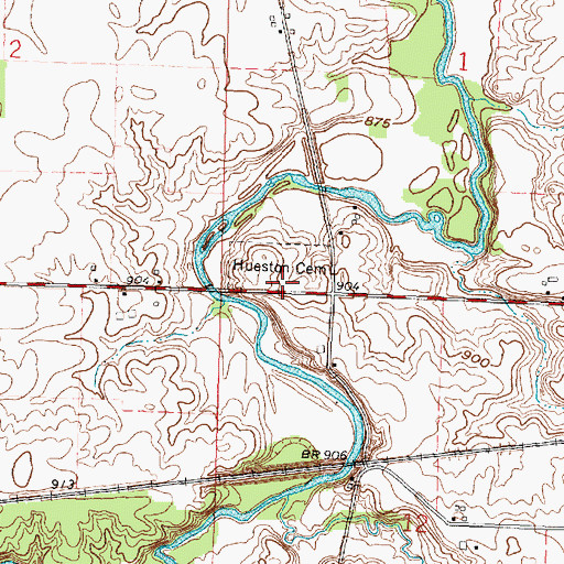 Topographic Map of Hueston Cemetery, OH