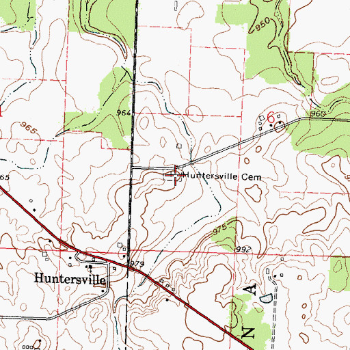 Topographic Map of Huntersville Cemetery, OH