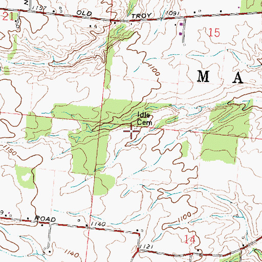 Topographic Map of Idle Cemetery, OH