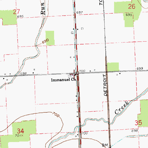 Topographic Map of Immanuel Church, OH