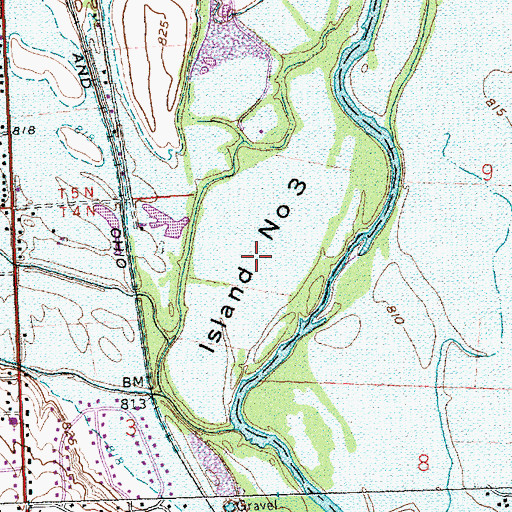 Topographic Map of Island Number 3, OH