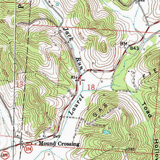 Topographic Map of Jack Run, OH