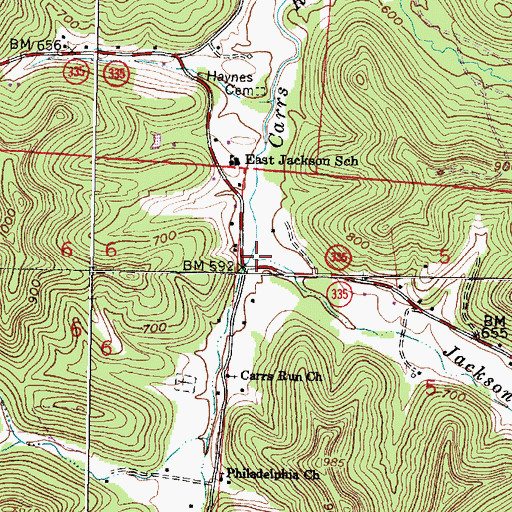 Topographic Map of Jackson Run, OH