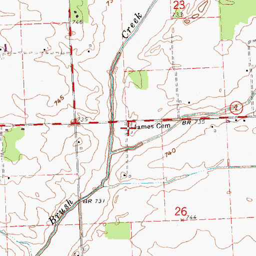 Topographic Map of Saint James Cemetery, OH