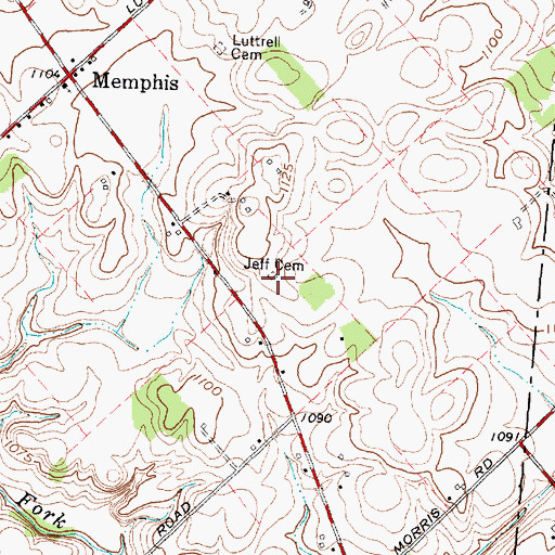 Topographic Map of Jeff Cemetery, OH