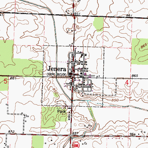 Topographic Map of Jenera, OH