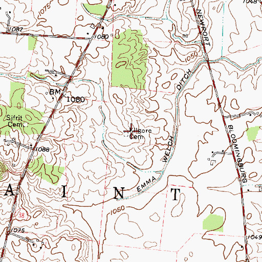 Topographic Map of Kilgore Cemetery, OH
