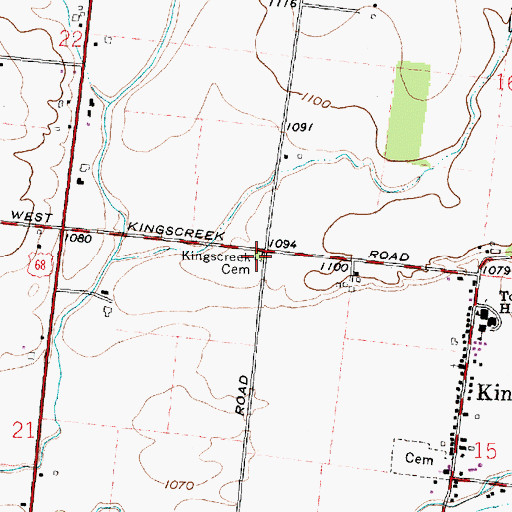 Topographic Map of Kingscreek Cemetery, OH