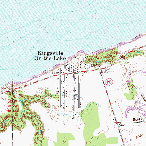 Topographic Map of Kingsville On-the-Lake, OH