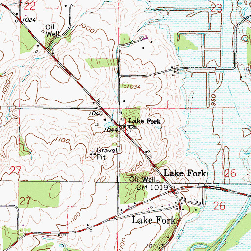 Topographic Map of Lake Fork Church, OH