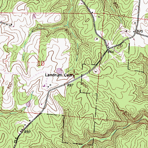 Topographic Map of Landrum Cemetery, OH