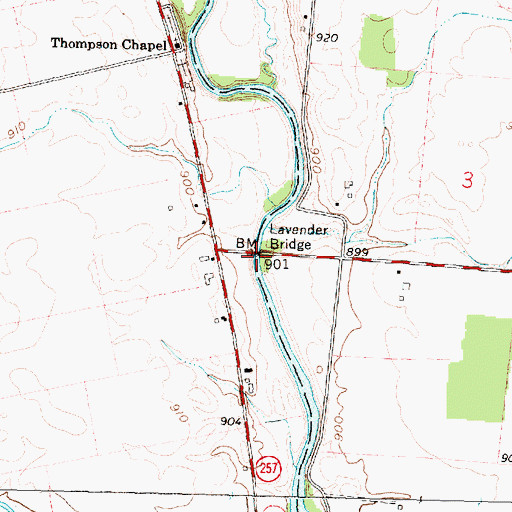 Topographic Map of Lavender Bridge, OH