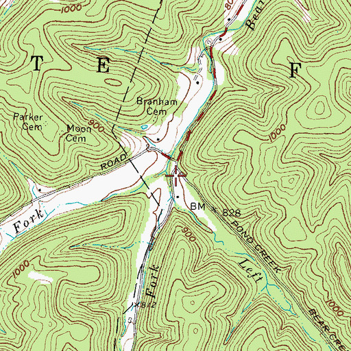 Topographic Map of Left Fork Bear Creek, OH
