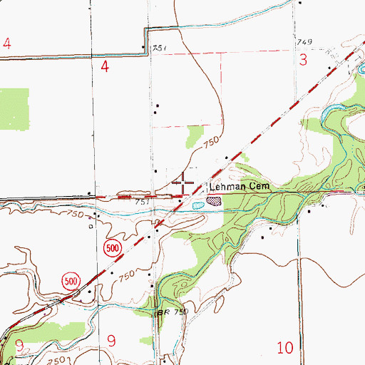 Topographic Map of Lehman Cemetery, OH