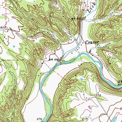Topographic Map of Lick Fork, OH