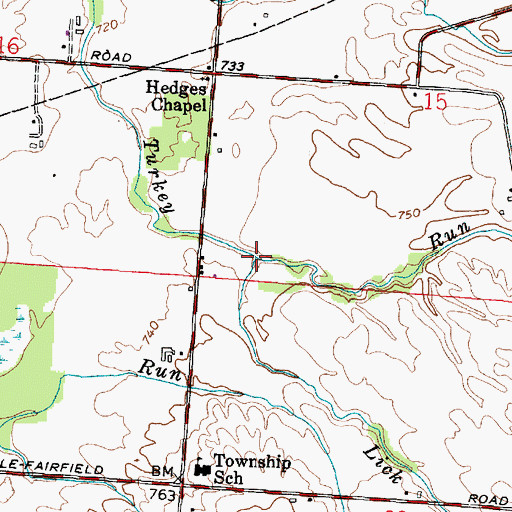 Topographic Map of Lick Run, OH