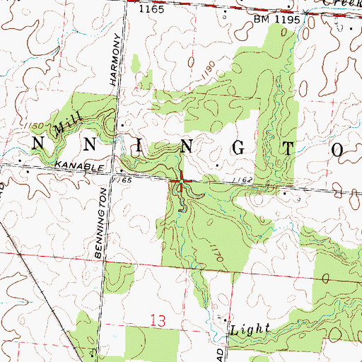 Topographic Map of Light Creek, OH