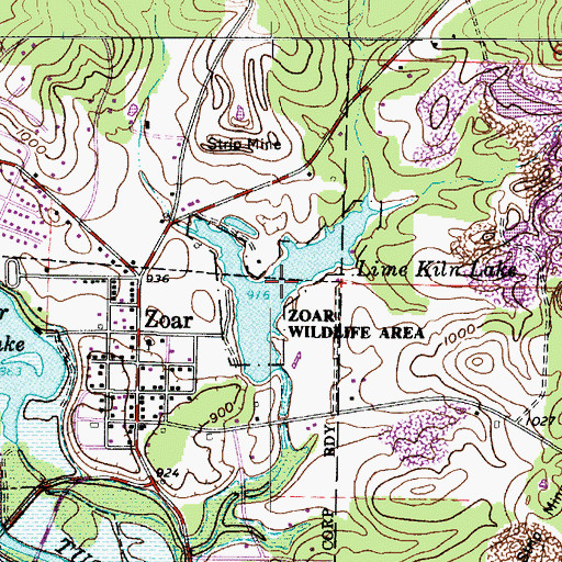 Topographic Map of Lime Kiln Lake, OH