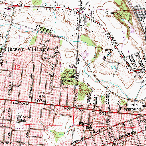 Topographic Map of Lincoln Park, OH