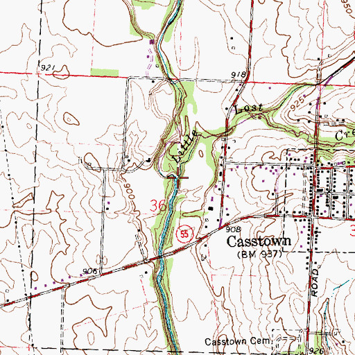 Topographic Map of Little Lost Creek, OH