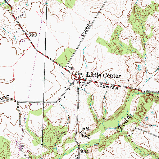Topographic Map of Little Center, OH