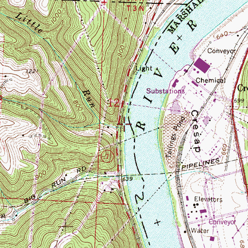 Topographic Map of Little Run, OH