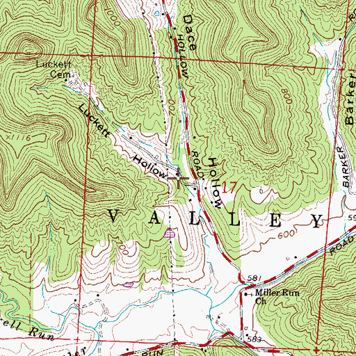 Topographic Map of Luckett Hollow, OH