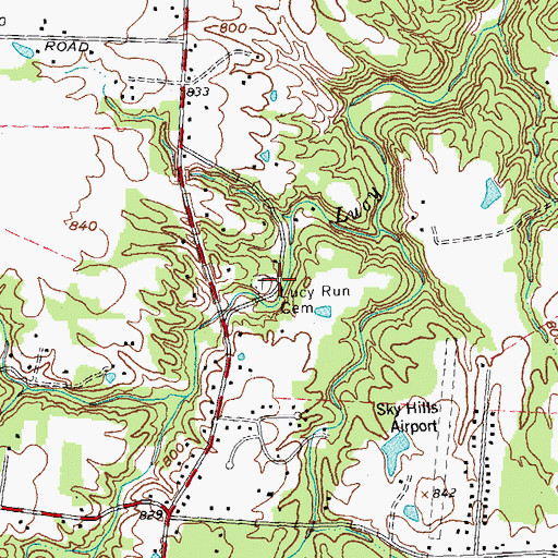 Topographic Map of Lucy Run Cemetery, OH