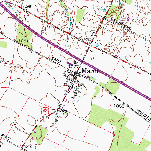 Topographic Map of Macon, OH