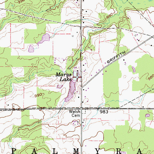 Topographic Map of Marys Lake, OH