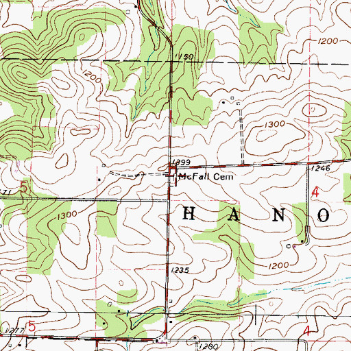 Topographic Map of McFall Cemetery, OH