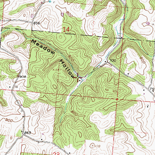 Topographic Map of Meadow Hollow, OH