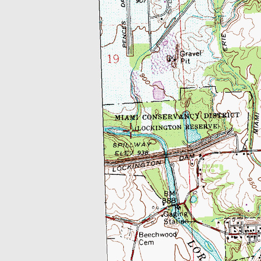 Topographic Map of Mill Creek, OH