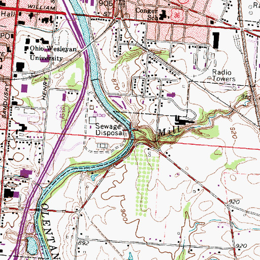 Topographic Map of Mill Run, OH