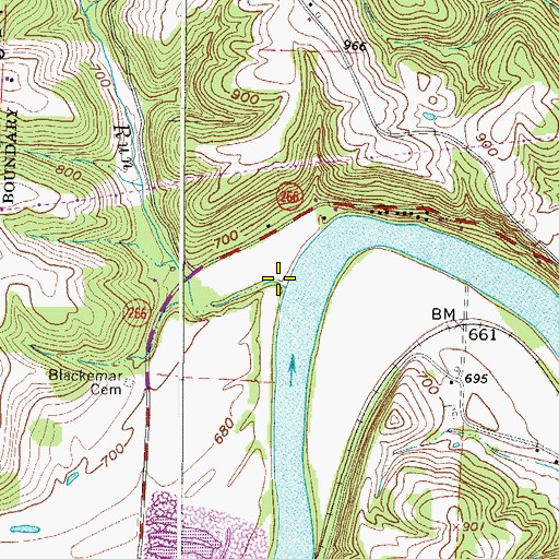 Topographic Map of Mill Run, OH