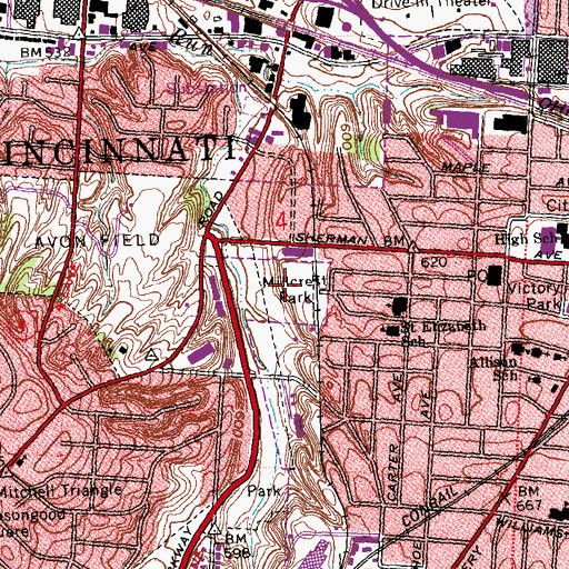 Topographic Map of Millcrest Park, OH