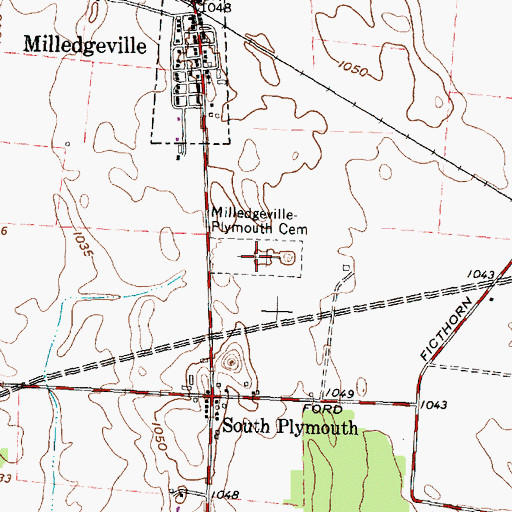 Topographic Map of Milledgeville - Plymouth Cemetery, OH