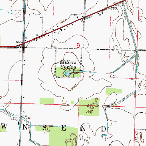 Topographic Map of Millers Spring, OH
