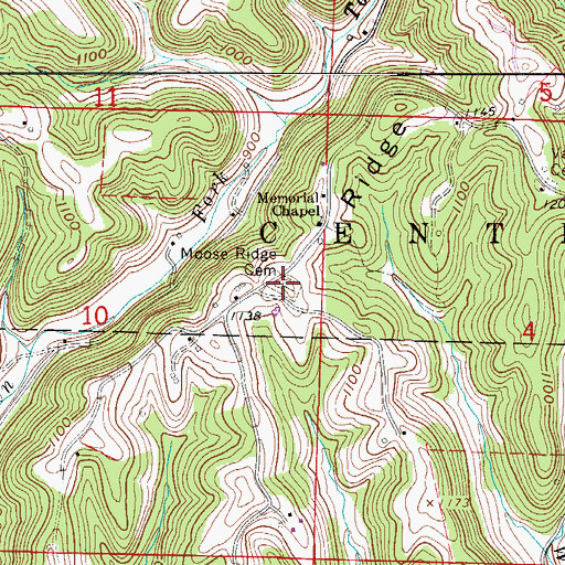 Topographic Map of Moose Ridge Cemetery, OH