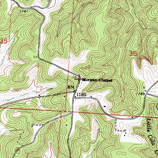 Topographic Map of Morgan Chapel, OH