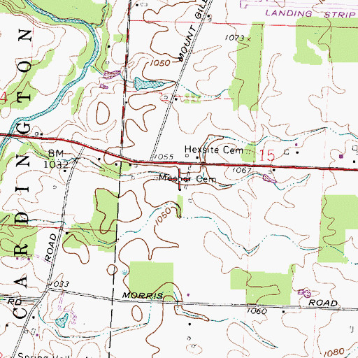Topographic Map of Mosher Cemetery, OH